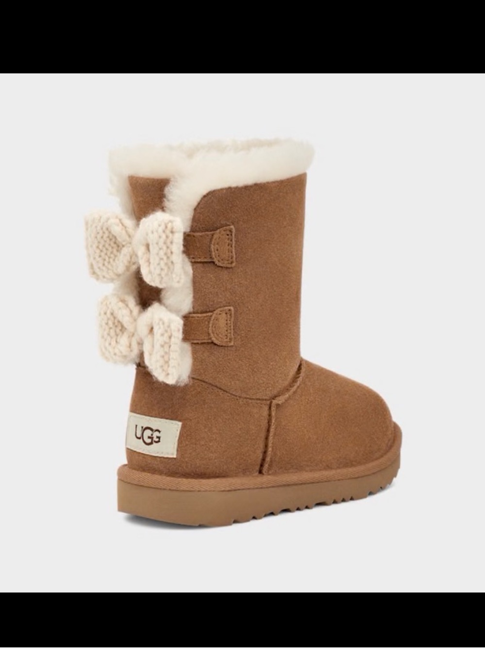 UGG BAILEY KNIT BOW CHESTNUT BOOTS - YOUTH Size 4